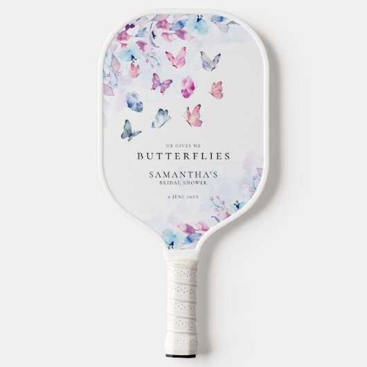 Hij geeft me vlinders Vrijgezellenfeest Pickleball Paddle (Achterkant)