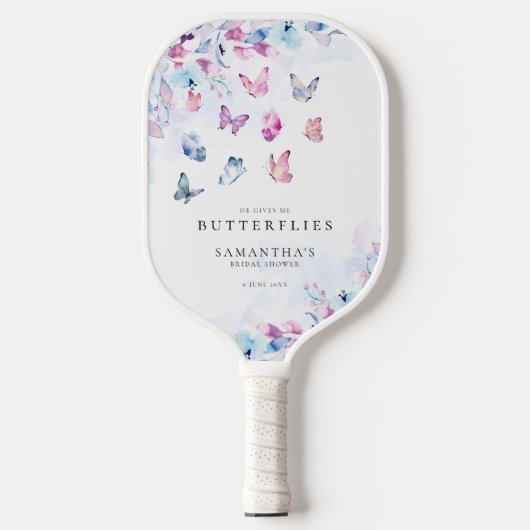 Hij geeft me vlinders Vrijgezellenfeest Pickleball Paddle (Voorkant)