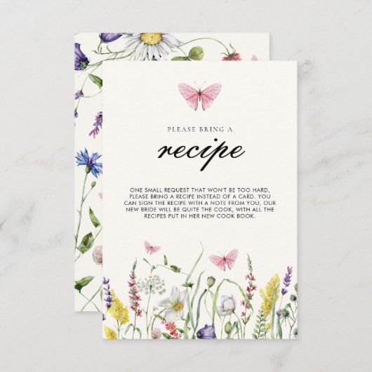 Hij geeft me vlinders Vrijgezellenfeest recept Informatiekaartje (Voorkant / Achterkant)