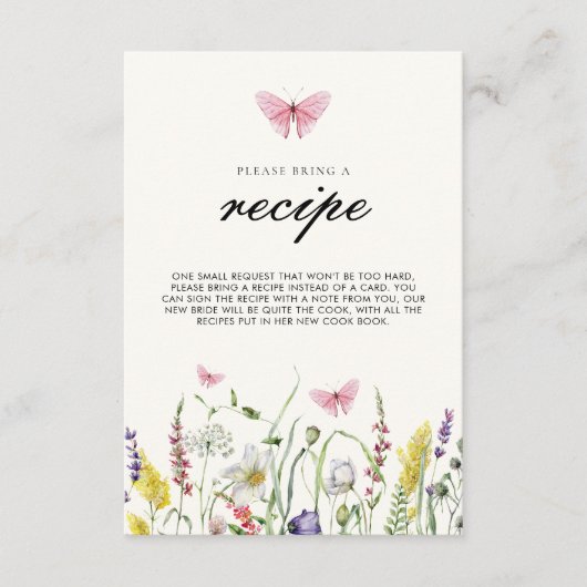 Hij geeft me vlinders Vrijgezellenfeest recept Informatiekaartje (Voorkant)