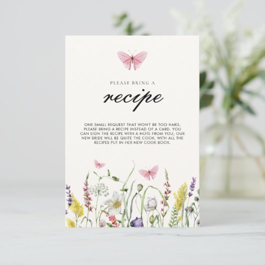 Hij geeft me vlinders Vrijgezellenfeest recept Informatiekaartje (Staand voorkant)
