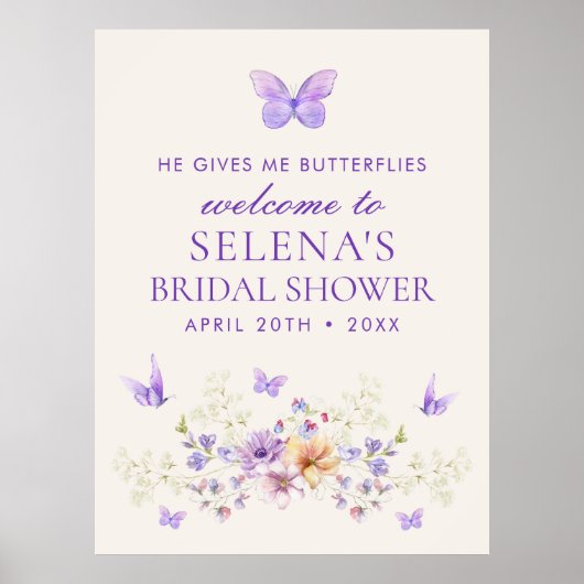 Hij geeft me vlinders Vrijgezellenfeest welkomstbo Poster (Voorkant)