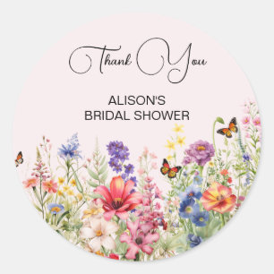 Hij geeft me vlinders Vrijgezellenfeest wilde bloe Ronde Sticker