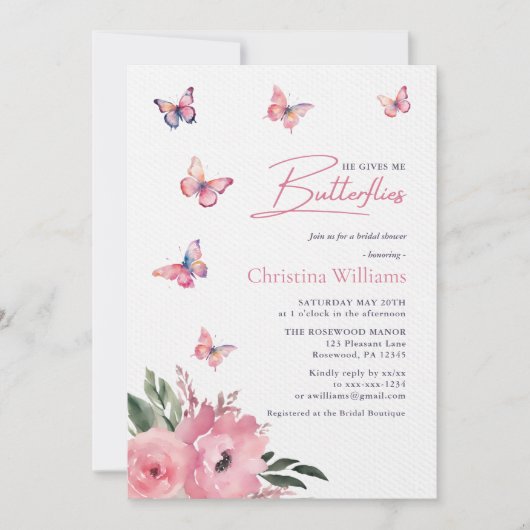 Hij geeft me vlinders Waterverf Vrijgezellenfeest Kaart (Voorkant)