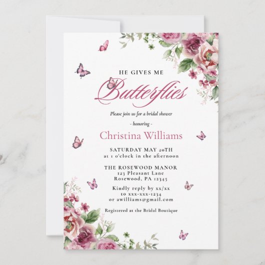 Hij geeft me vlinders Waterverf Vrijgezellenfeest Kaart (Voorkant)