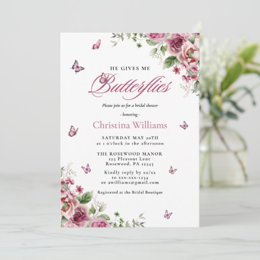 Hij geeft me vlinders Waterverf Vrijgezellenfeest Kaart (Staand voorkant)