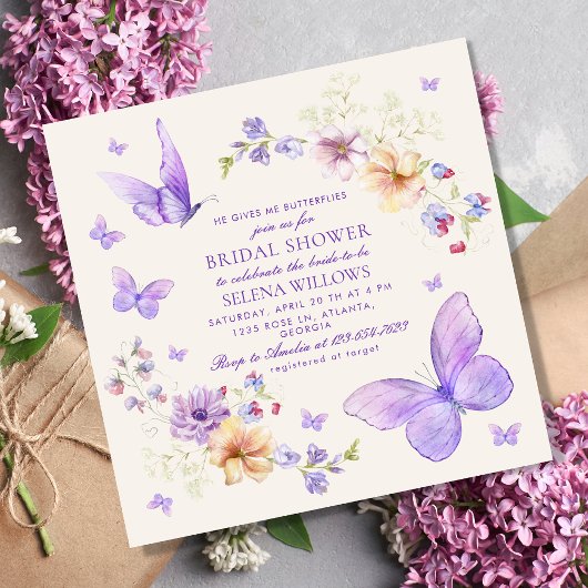 Hij geeft me vlinders Waterverf Vrijgezellenfeest Kaart