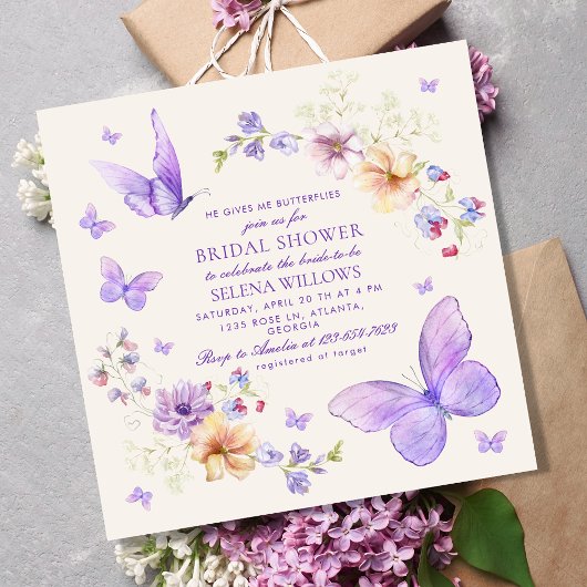 Hij geeft me vlinders Waterverf Vrijgezellenfeest Kaart