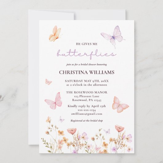 Hij geeft me vlinders Waterverf Vrijgezellenfeest Kaart (Voorkant)