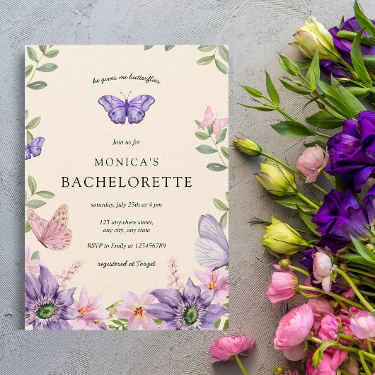 Hij geeft me vlinders Wildbloemen Bachelorette Kaart