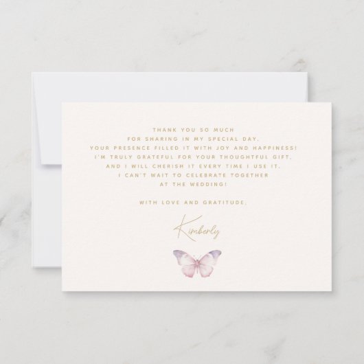 Hij Geeft Me Vlinders Wildbloemen Bruids douche Bedankkaart (Achterkant)