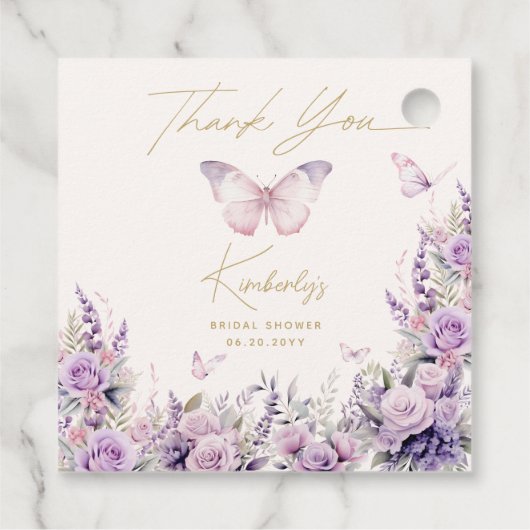 Hij Geeft Me Vlinders Wildbloemen Bruidsfeest Bedankjes Labels (Achterkant)