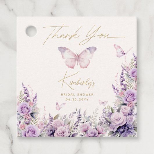 Hij Geeft Me Vlinders Wildbloemen Bruidsfeest Bedankjes Labels (Voorkant)