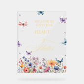Hij geeft me vlinders Wildbloemen Vrijgezellenfees Acryl Bord (Voorkant)