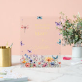 Hij geeft me vlinders Wildbloemen Vrijgezellenfees Acryl Bord (Huwelijk)