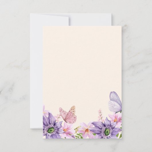 Hij geeft me vlinders Wildbloemen Vrijgezellenfees Bedankkaart (Achterkant)