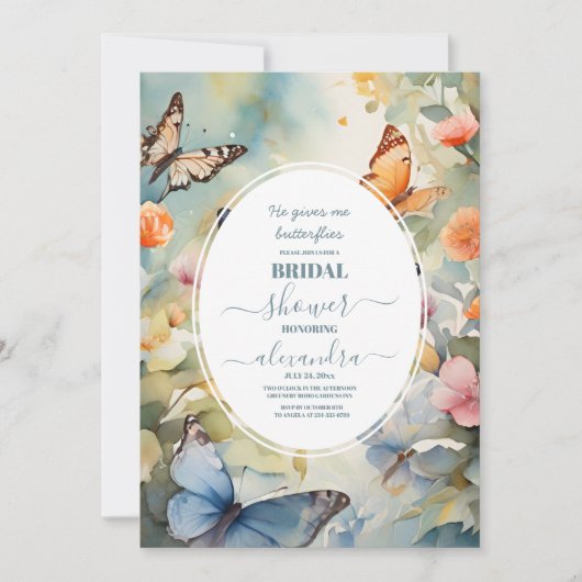 Hij geeft me vlinders Wildbloemen Vrijgezellenfees Kaart (Voorkant)