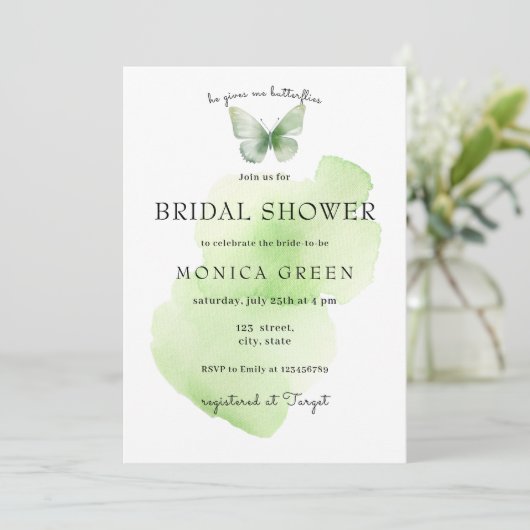 Hij geeft me vlinders Wildbloemen Vrijgezellenfees Kaart (Staand voorkant)