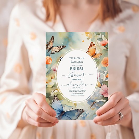 Hij geeft me vlinders Wildbloemen Vrijgezellenfees Kaart