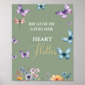 Hij geeft me vlinders Wildbloemen Vrijgezellenfees Poster (Voorkant)