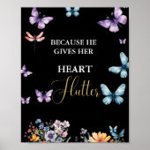 Hij geeft me vlinders Wildbloemen Vrijgezellenfees Poster (Voorkant)