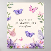 Hij geeft me vlinders Wildbloemen Vrijgezellenfees Poster (Voorkant)