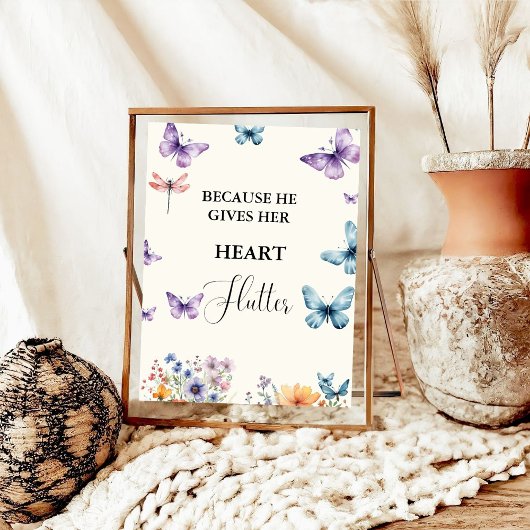 Hij geeft me vlinders Wildbloemen Vrijgezellenfees Poster