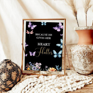 Hij geeft me vlinders Wildbloemen Vrijgezellenfees Poster