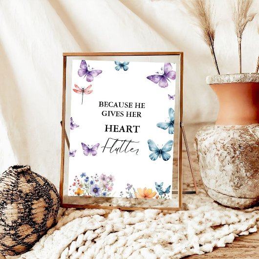 Hij geeft me vlinders Wildbloemen Vrijgezellenfees Poster