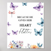 Hij geeft me vlinders Wildbloemen Vrijgezellenfees Poster (Voorkant)