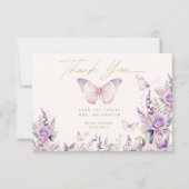 Hij Geeft Me Vlinders Wilde Bloemen Bruidsfeest Bedankkaart (Voorkant)