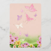 Hij geeft me vlinders Wildflower Vrijgezellenfeest Folie Uitnodiging (Achterkant)