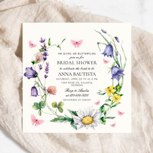 Hij geeft me vlinders Wildflower Vrijgezellenfeest Kaart