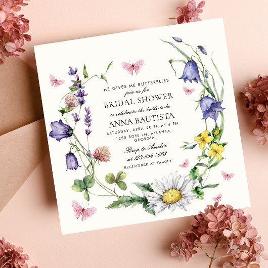 Hij geeft me vlinders Wildflower Vrijgezellenfeest Kaart