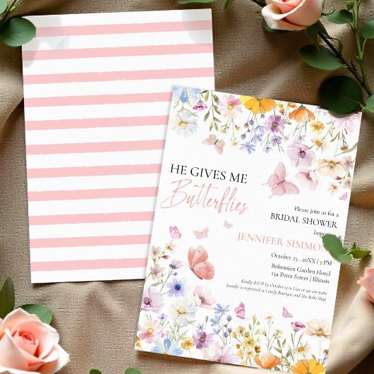 Hij geeft me vlinders Wildflower Vrijgezellenfeest Kaart