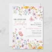 Hij geeft me vlinders Wildflower Vrijgezellenfeest Kaart (Voorkant)
