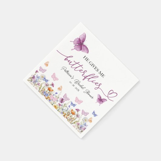 Hij geeft me vlinders Wildflower Vrijgezellenfeest Servet (Hoek)