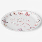 Hij geeft me vlinders zacht roze Vrijgezellenfeest Papieren Bordje (Gekanteld)
