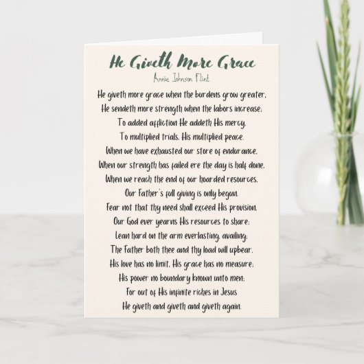 Hij geeft meer genade gevouwen Kaart (Voorkant)