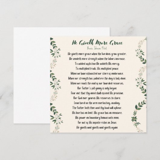 Hij geeft meer genadige platte kaart - groot notitiekaartje (Voorkant / Achterkant)