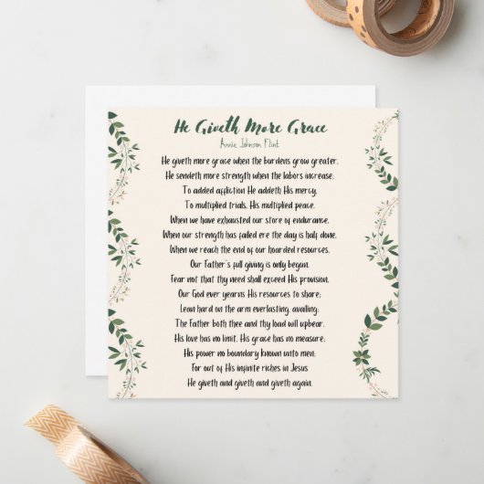 Hij geeft meer genadige platte kaart - groot notitiekaartje (Voorkant / Achterkant in situ)