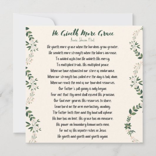 Hij geeft meer genadige platte kaart - groot notitiekaartje (Voorkant)