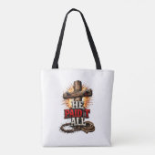 Hij heeft alles betaald – Cross & Nail Christelijk Tote Bag (Achterkant)