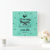 Hij heeft alles mooi bijbels gemaakt vierkante klok (Huis)