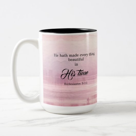 Hij heeft alles mooi gemaakt Waterverf zonsonderga Tweekleurige Koffiemok (Links)