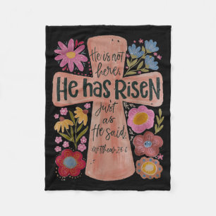 Hij heeft Christelijke paasboho-bloem verrezen Fleece Deken