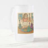 Hij heeft coole gitaren matglas bierpul (Voorkant links)