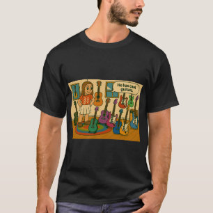 Hij heeft coole gitaren t-shirt