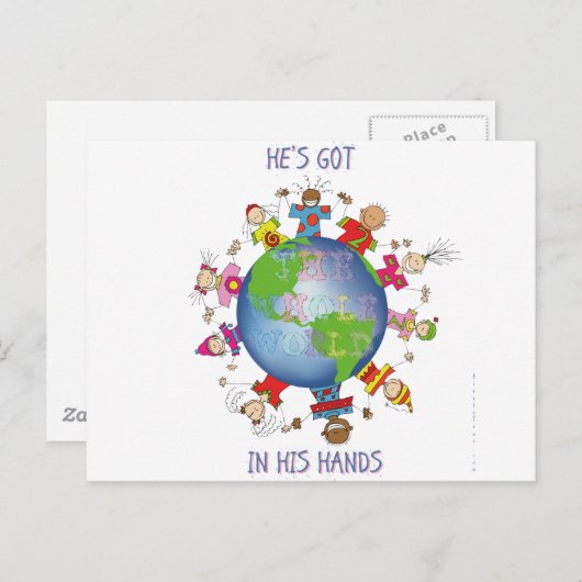 Hij heeft de hele wereld in zijn handen briefkaart (Voorkant / Achterkant)