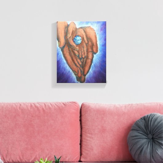 Hij heeft de hele wereld in zijn handen. canvas afdruk (Insitu (Woonkamer))